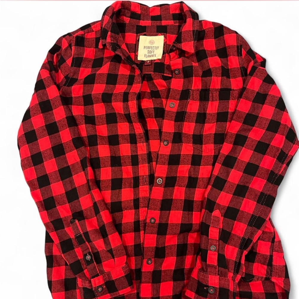 Red and Black Checkered Flannel Shirt
